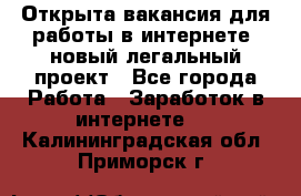 Открыта вакансия для работы в интернете, новый легальный проект - Все города Работа » Заработок в интернете   . Калининградская обл.,Приморск г.